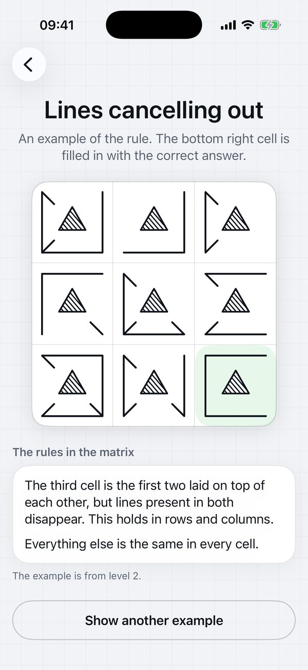 A solved example of the rule lines cancelling out.