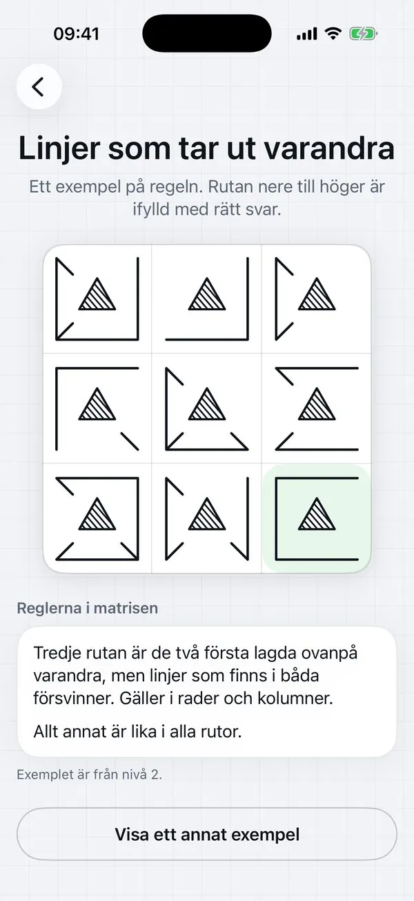 Ett löst exempel på regeln linjer som tar ut varandra.